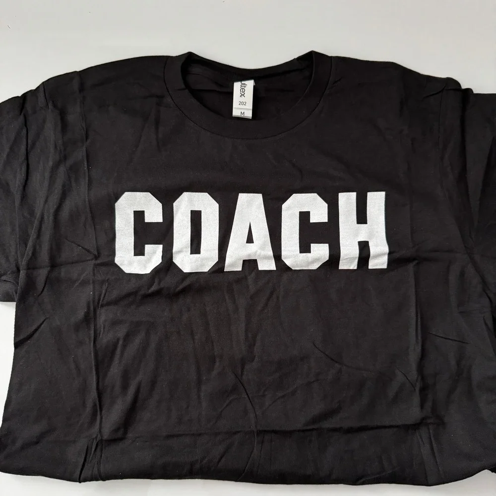 Tultex Coach Graphic T Shirt Black Short Sleeve Crew Neck Size Medium - Picture 1 of 12